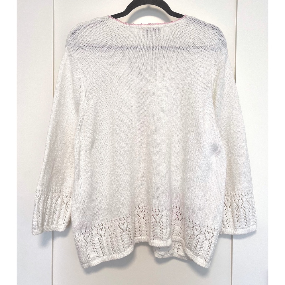 Northern Reflections Vintage Floral Embroidered Cardigan in White Cotton - Picture 7 of 8